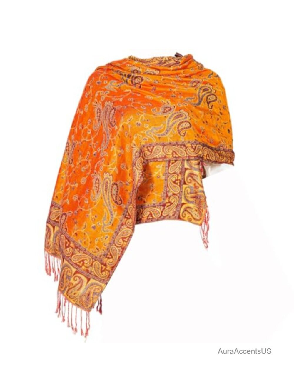 Viscose Acrylic Pashmina Feel Reversible Paisley Shawl Wrap Scarf